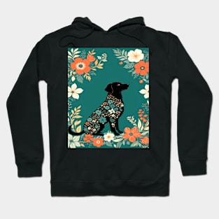 Cute Floral Dog Silhouette, Animals Hoodie